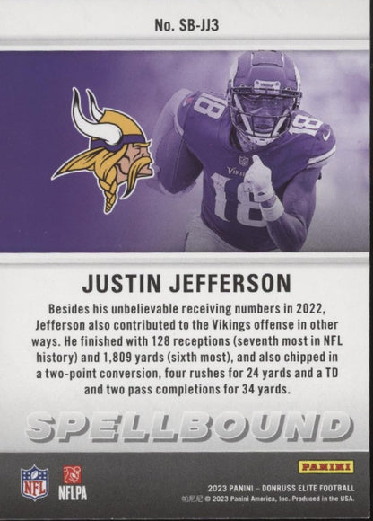 Justin Jefferson 2023 Panini Donruss Elite Spellbound "JEFFERSON" Lot