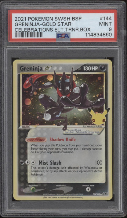 Greninja Pokemon Celebrations Elite Trainer Box Gold Star #144 PSA 9