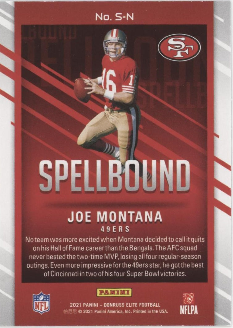Joe Montana 2021 Panini Donruss Elite Spellbound "MONTANA" Lot