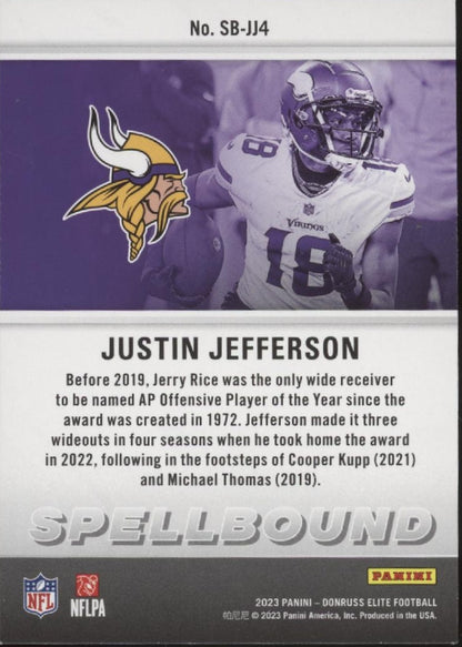 Justin Jefferson 2023 Panini Donruss Elite Spellbound "JEFFERSON" Lot