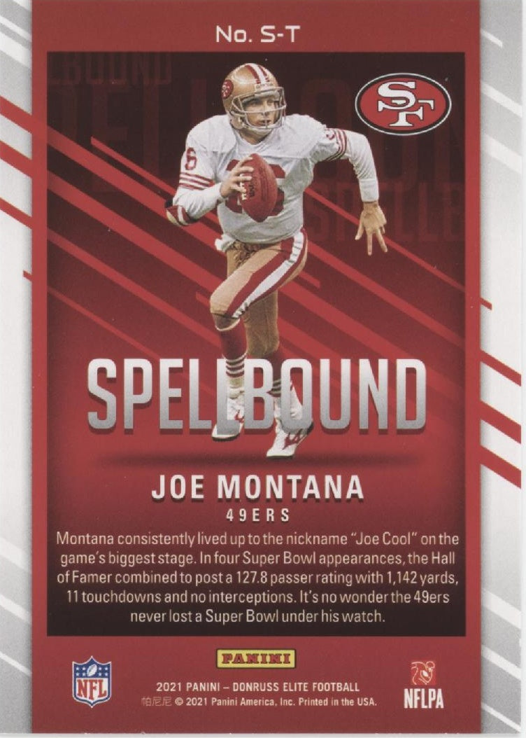 Joe Montana 2021 Panini Donruss Elite Spellbound "MONTANA" Lot