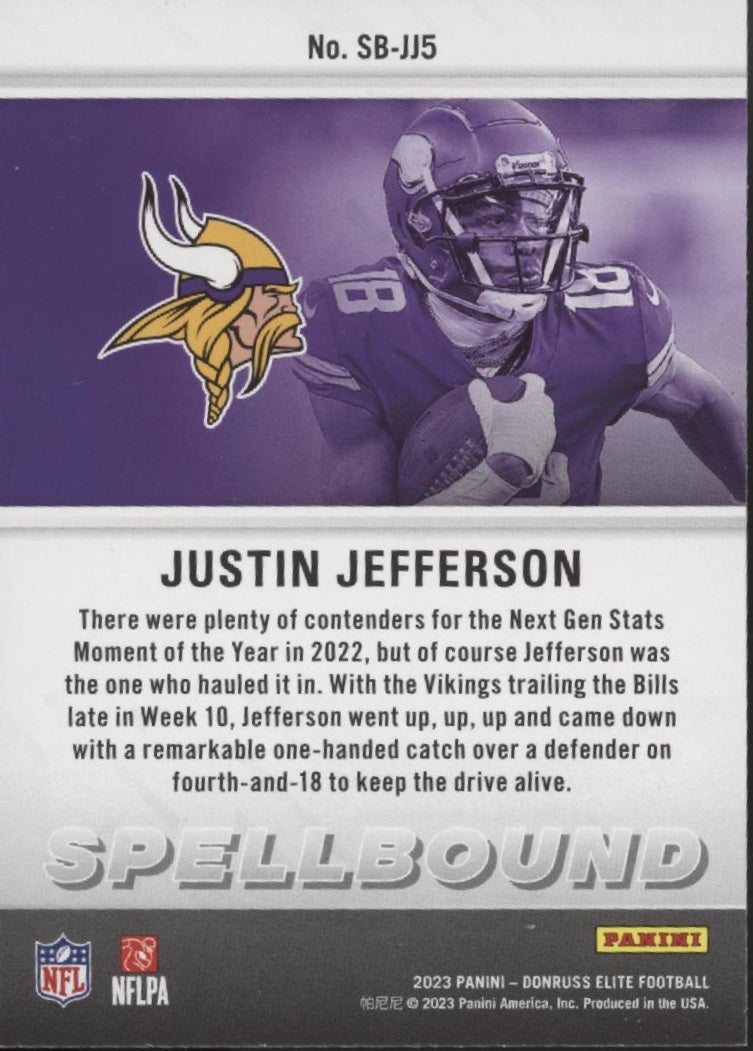 Justin Jefferson 2023 Panini Donruss Elite Spellbound "JEFFERSON" Lot