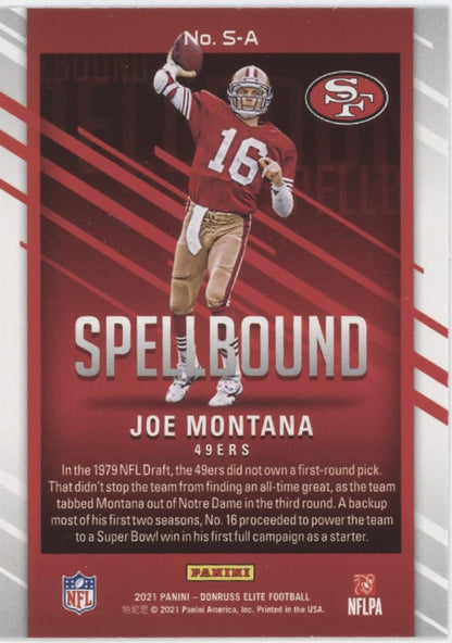 Joe Montana 2021 Panini Donruss Elite Spellbound "MONTANA" Lot