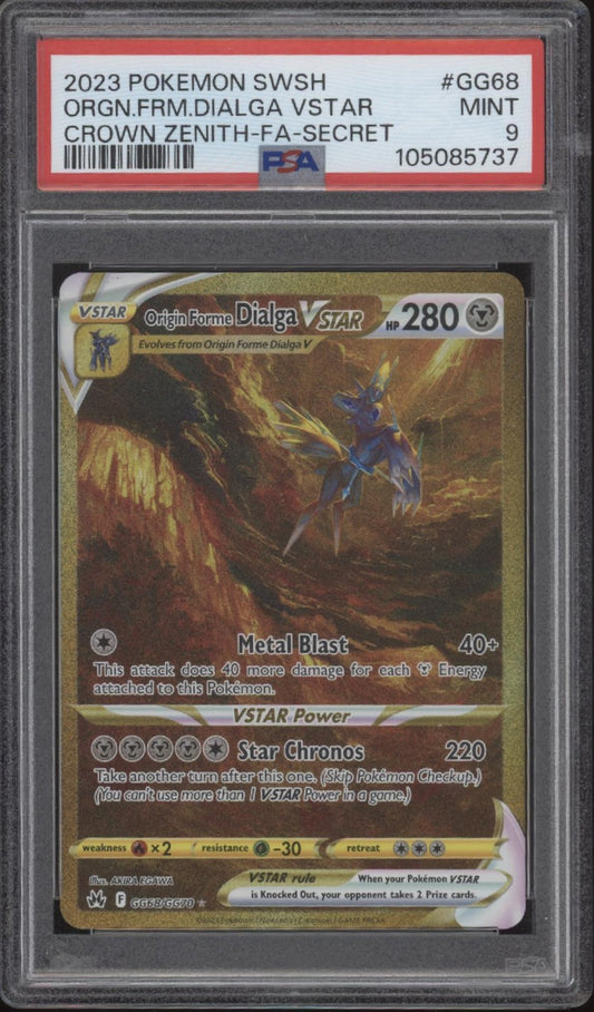 Origin Forme Dialga VSTAR Pokemon Crown Zenith Full Art Secret #GG68 PSA 9