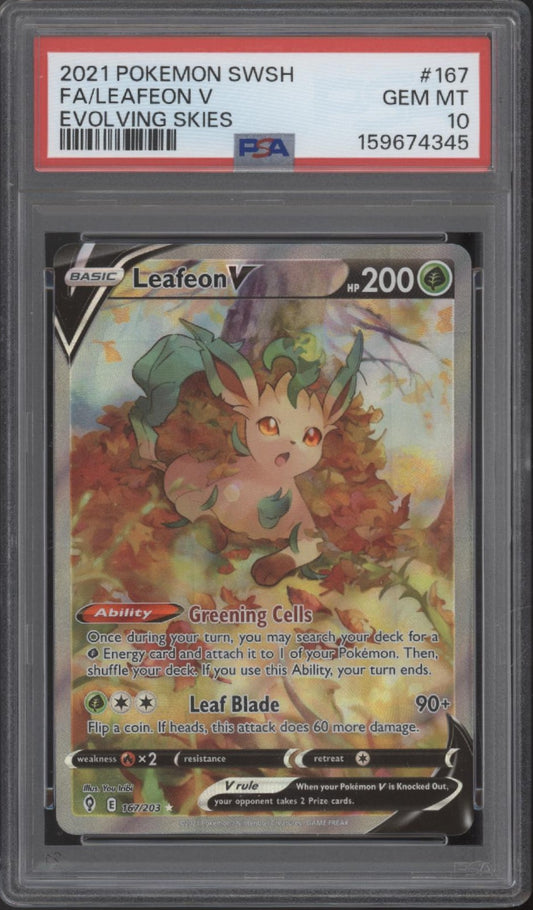 Leafeon V Pokemon Evolving Skies Full Art #167 PSA 9