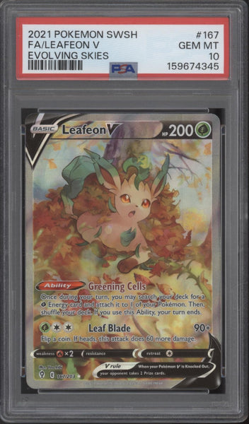 Leafeon V Pokemon Evolving Skies Full Art #167 PSA 9