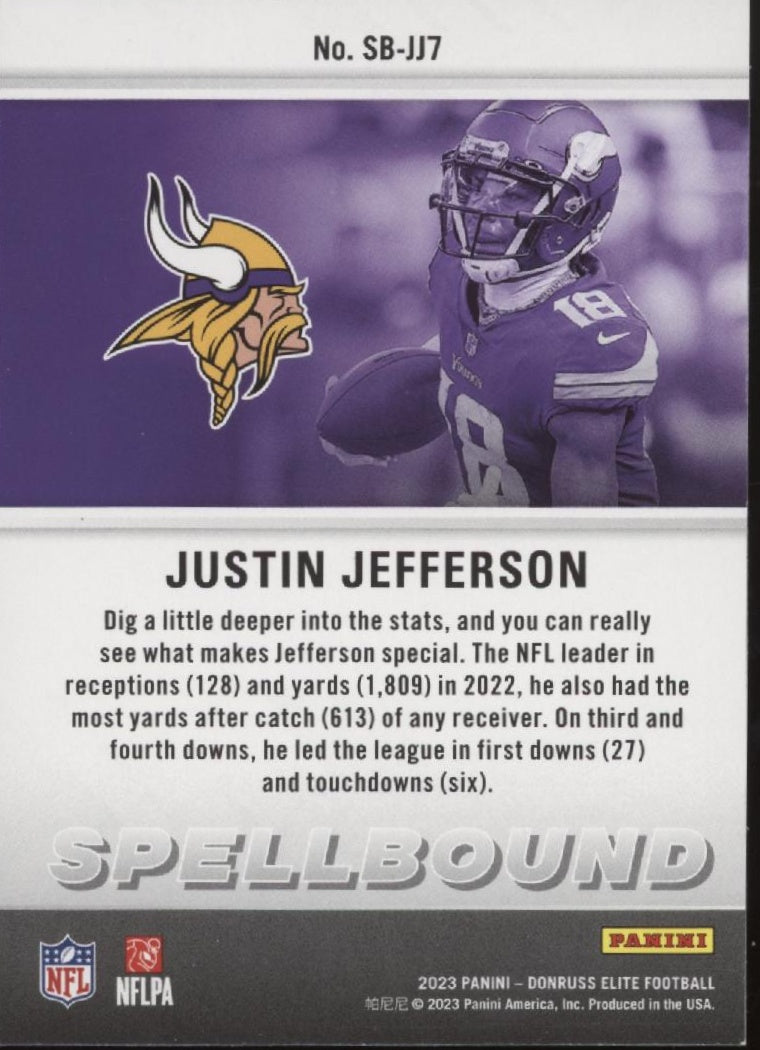 Justin Jefferson 2023 Panini Donruss Elite Spellbound "JEFFERSON" Lot