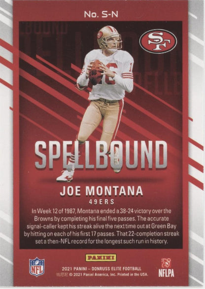 Joe Montana 2021 Panini Donruss Elite Spellbound "MONTANA" Lot