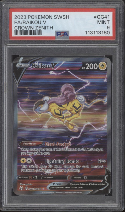 Raikou Pokemon Crown Zenith Full Art #GG41 PSA 9
