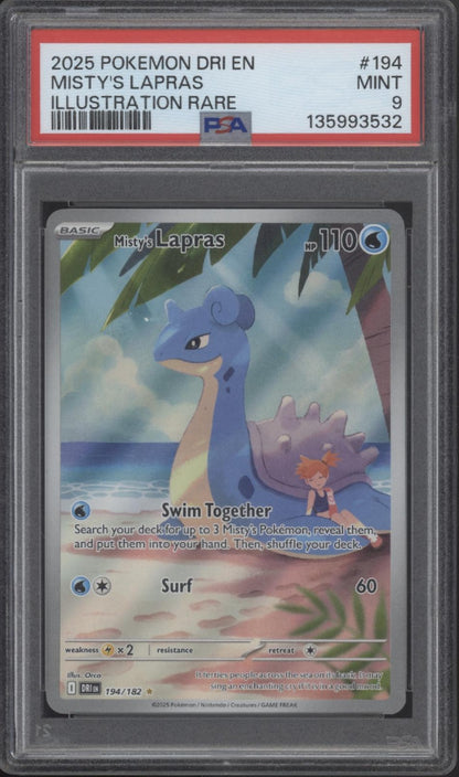 pokemon card lapras value Misty's Lapras Pokemon Destined Rivals Illustration Rare #194 PSA 9