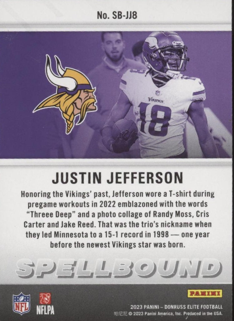 Justin Jefferson 2023 Panini Donruss Elite Spellbound "JEFFERSON" Lot