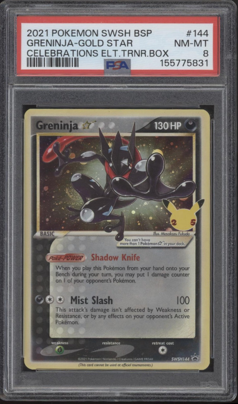 Greninja Pokemon Celebrations Elite Trainer Box Gold Star #144 PSA 8
