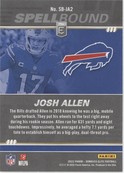 Josh Allen 2022 Panini Donruss Elite Spellbound "ALLEN" Lot