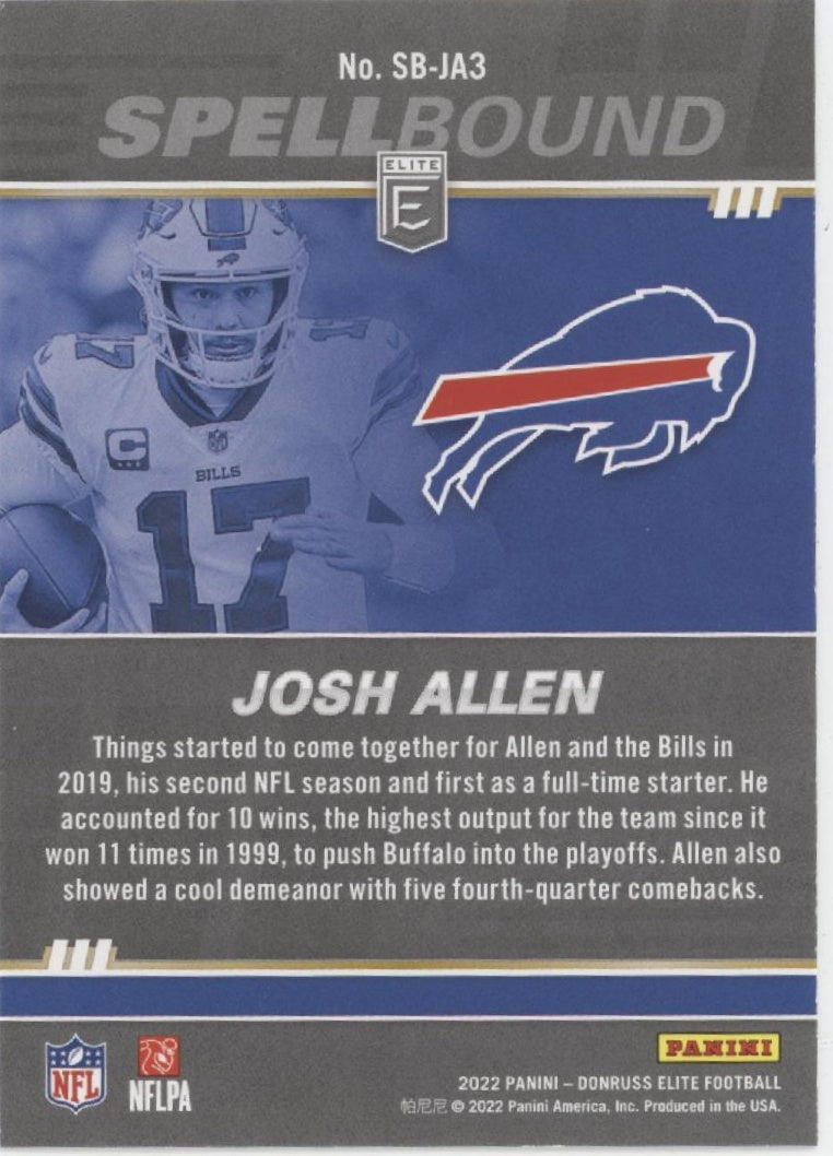 Josh Allen 2022 Panini Donruss Elite Spellbound "ALLEN" Lot
