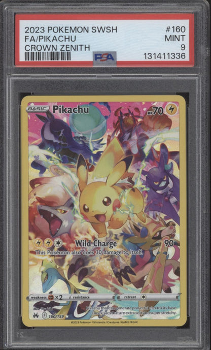 Pikachu Pokemon Crown Zenith Full Art #160 PSA 9 #1