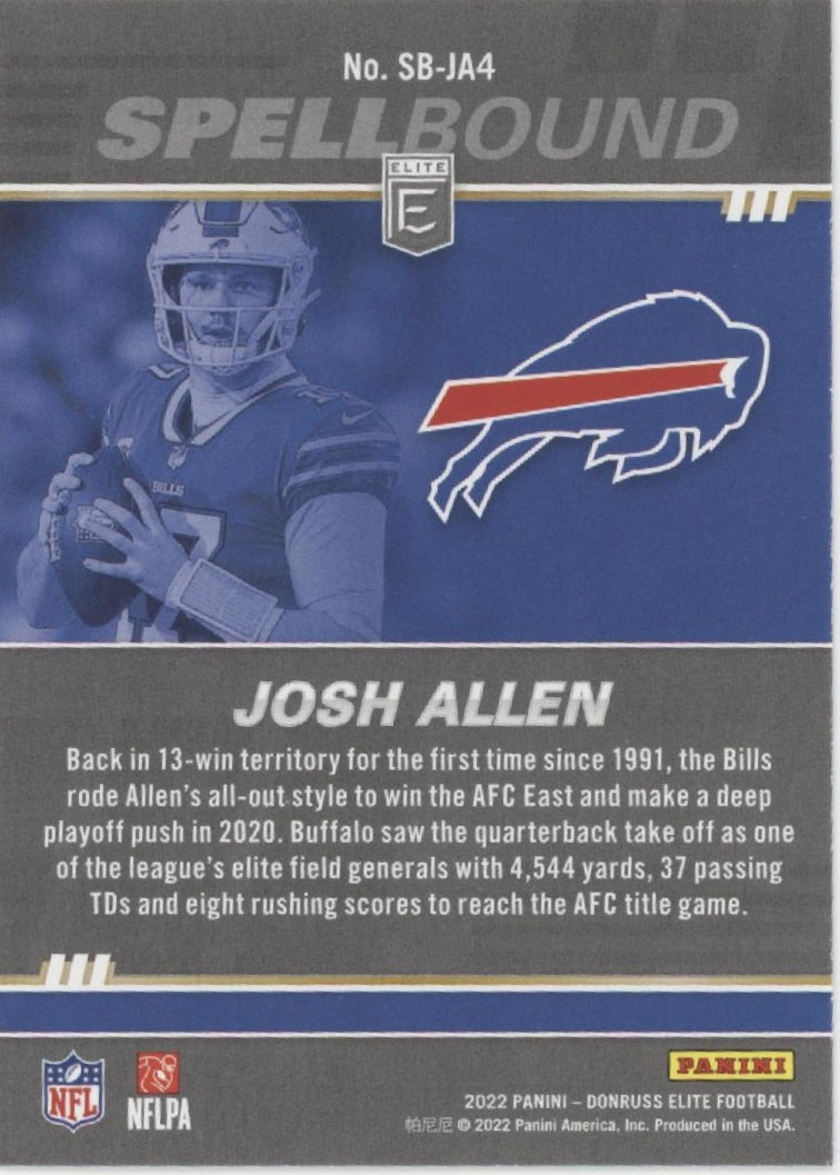 Josh Allen 2022 Panini Donruss Elite Spellbound "ALLEN" Lot