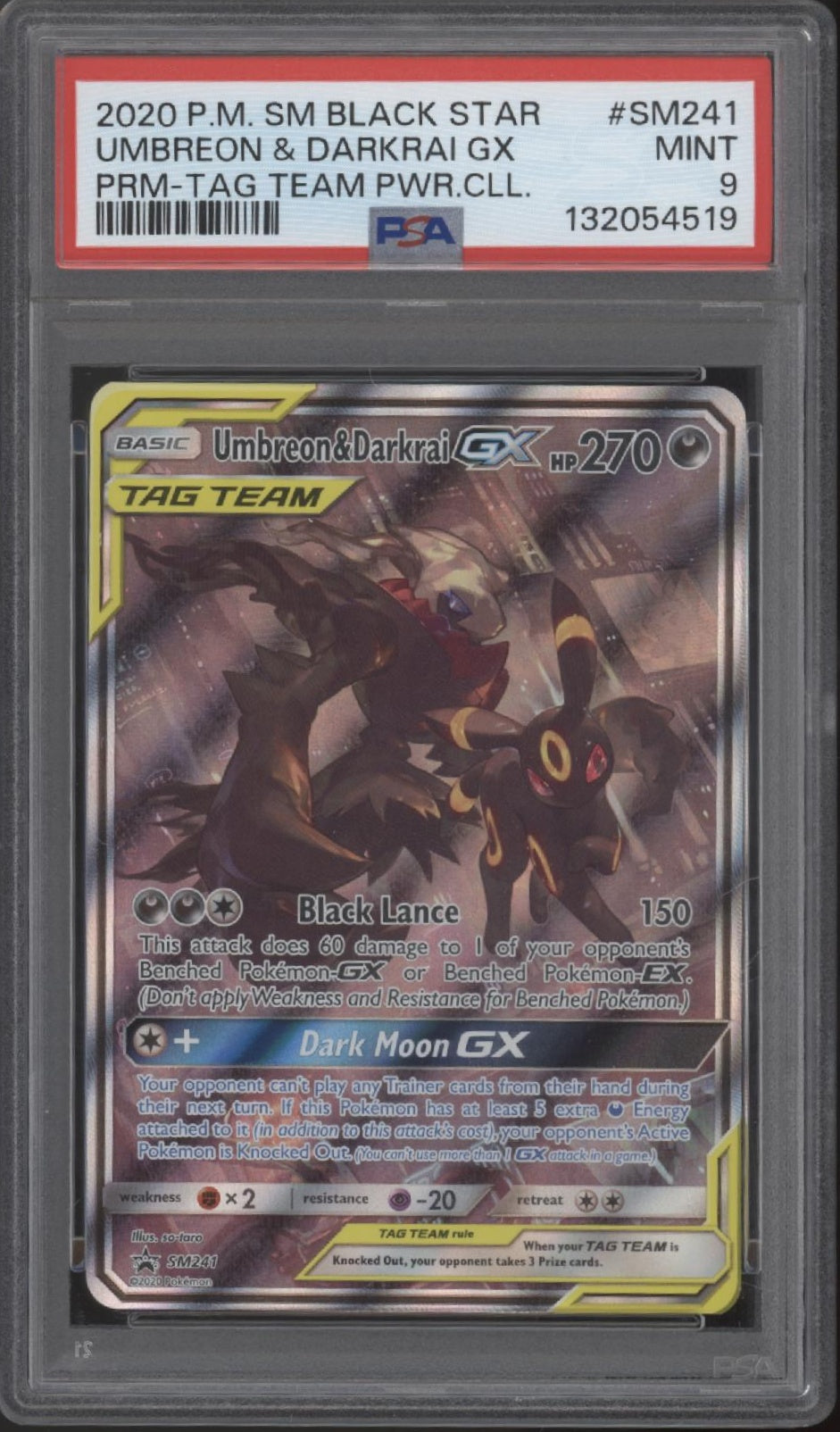 Umbreon & Darkrai GX Pokemon Tag Team Power Collection #SM241 PSA 9