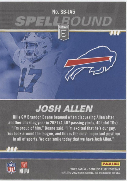 Josh Allen 2022 Panini Donruss Elite Spellbound "ALLEN" Lot