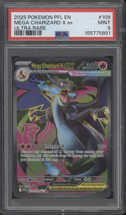 Mega Charizard X ex Pokemon Phantasmal Flames Ultra Rare #109 PSA 9 #3