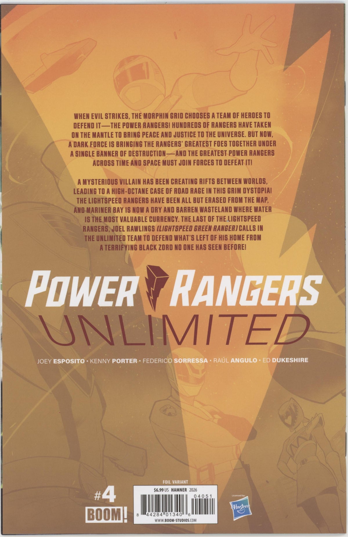 Power Rangers Unlimited #4 E 1 in 10 Variant Edition Foil Variant (Full Art, Foil, Hamner)