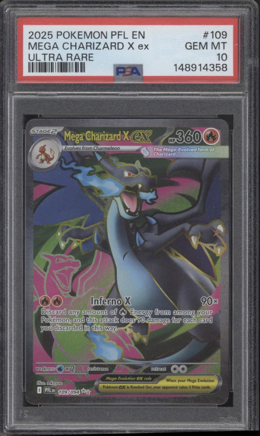 Mega Charizard X ex Pokemon Phantasmal Flames Ultra Rare #109 PSA 10 #1