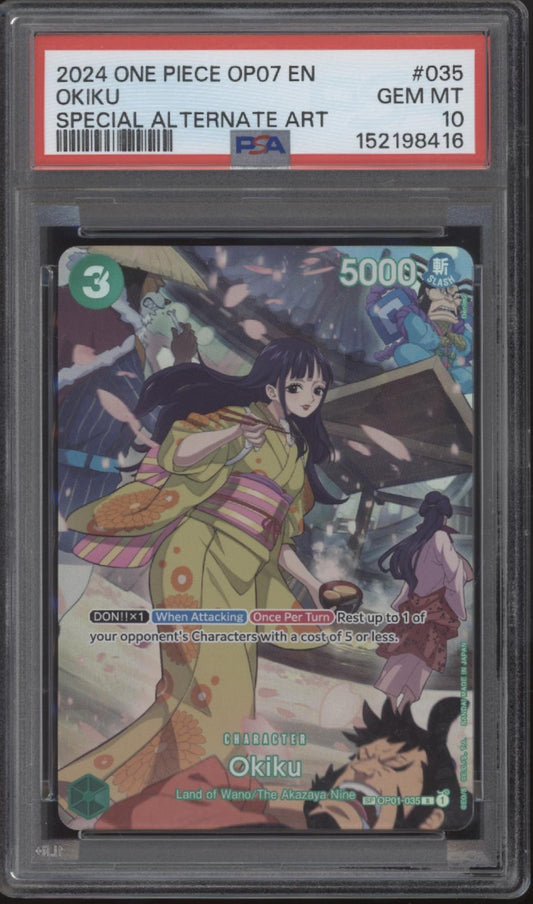 Okiku One Piece Card Game OP07 Special Alternate Art #035 PSA 10