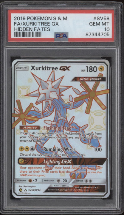 Xurkitree GX Pokemon Hidden Fates Full Art #SV58 PSA 10