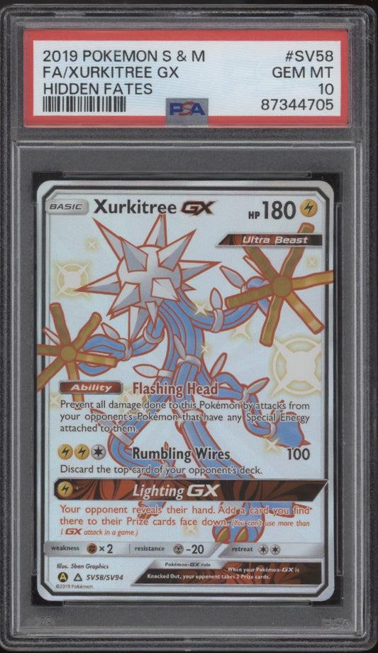 Xurkitree GX Pokemon Hidden Fates Full Art #SV58 PSA 10