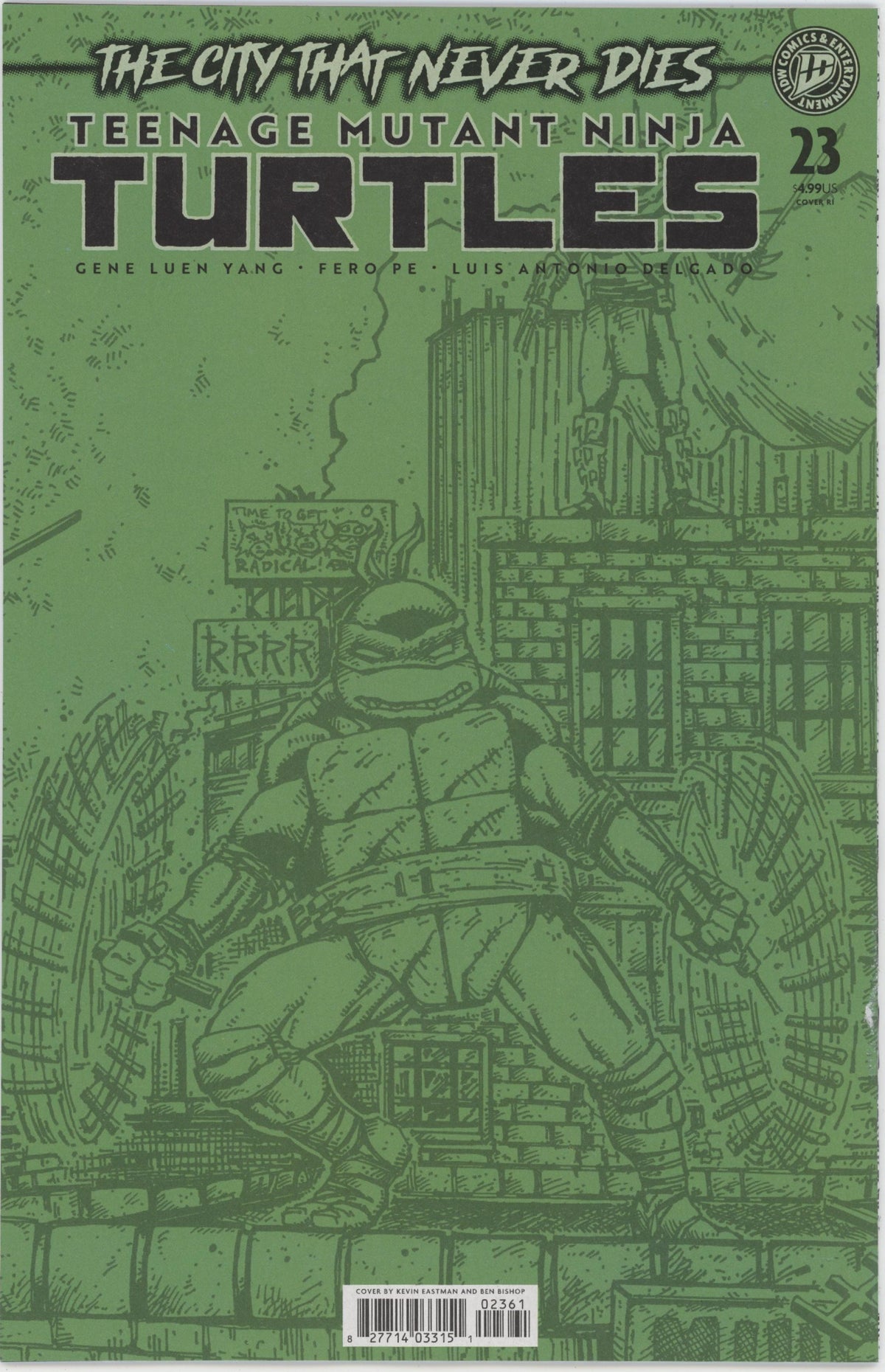 Teenage Mutant Ninja Turtles #23RIA (10) (Eastman & Bishop Black & White Full Art)