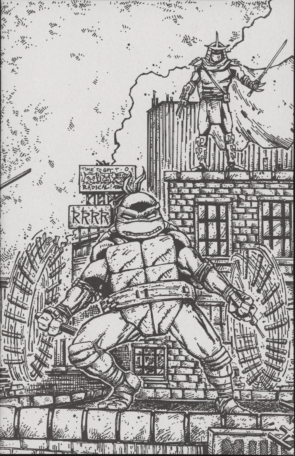 Teenage Mutant Ninja Turtles #23RIA (10) (Eastman & Bishop Black & White Full Art)