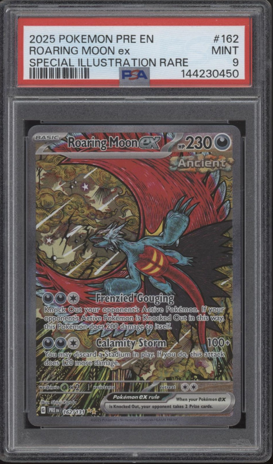 Roaring Moon ex Pokemon Prismatic Evolutions Special Illustration Rare 162 PSA 9
