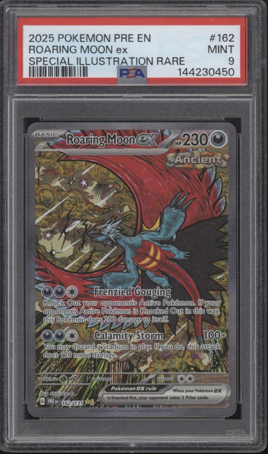 Roaring Moon ex Pokemon Prismatic Evolutions Special Illustration Rare 162 PSA 9