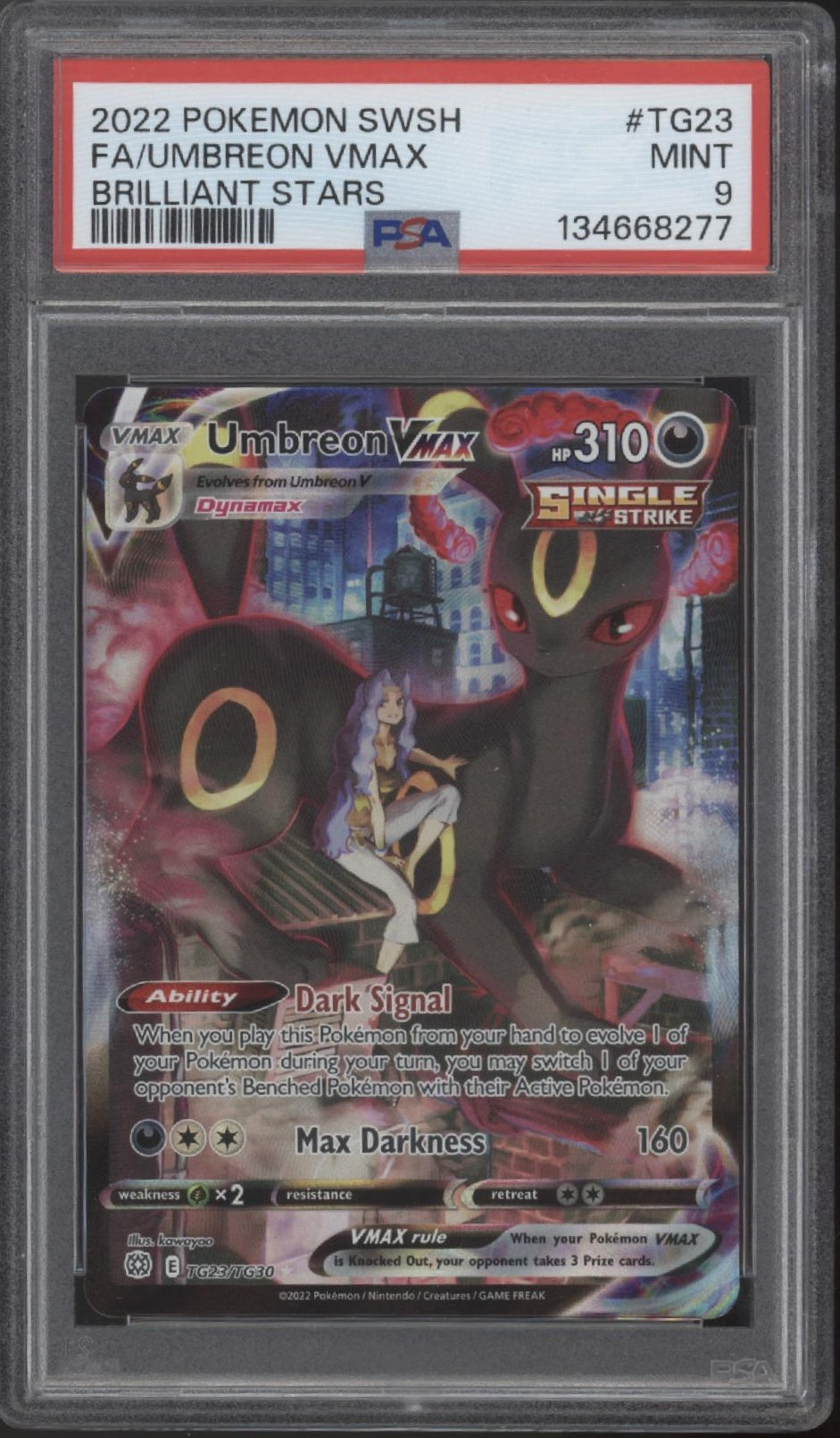Umbreon VMAX Pokemon Brilliant Stars Full Art #TG23 PSA 9