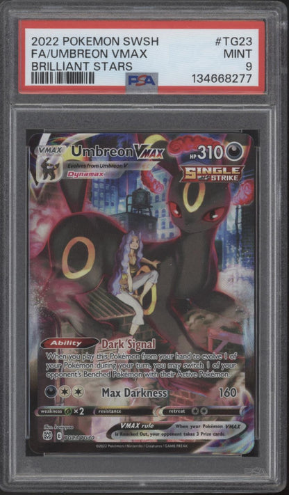 Umbreon VMAX Pokemon Brilliant Stars Full Art #TG23 PSA 9