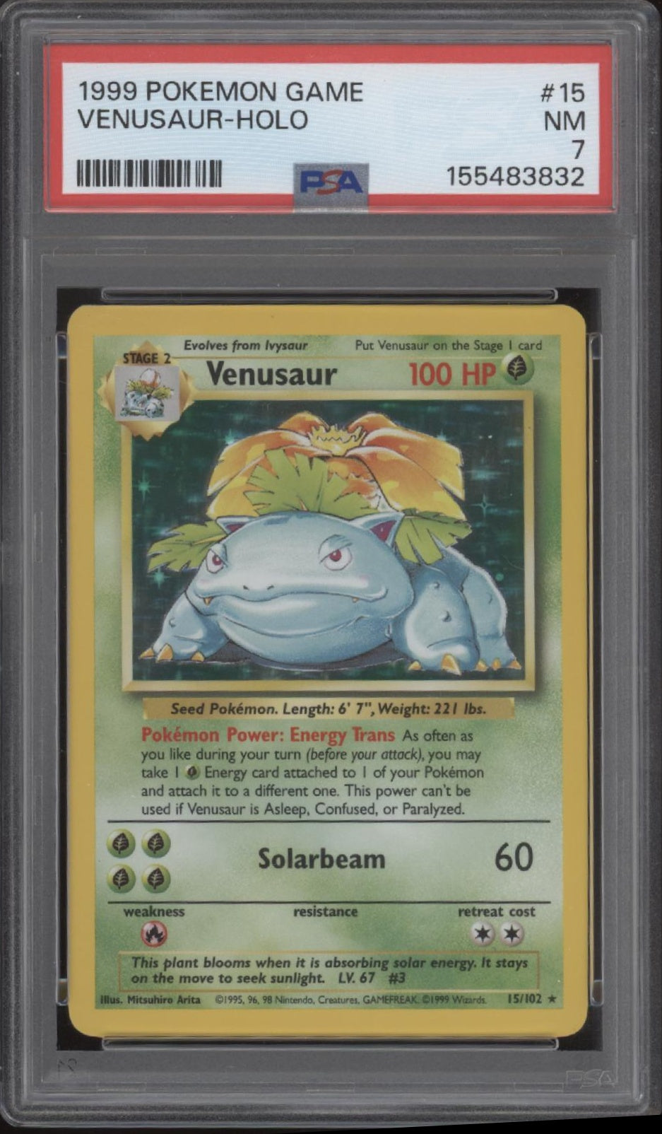 Venusaur Pokemon Base Set Holo #15 PSA 7 #1