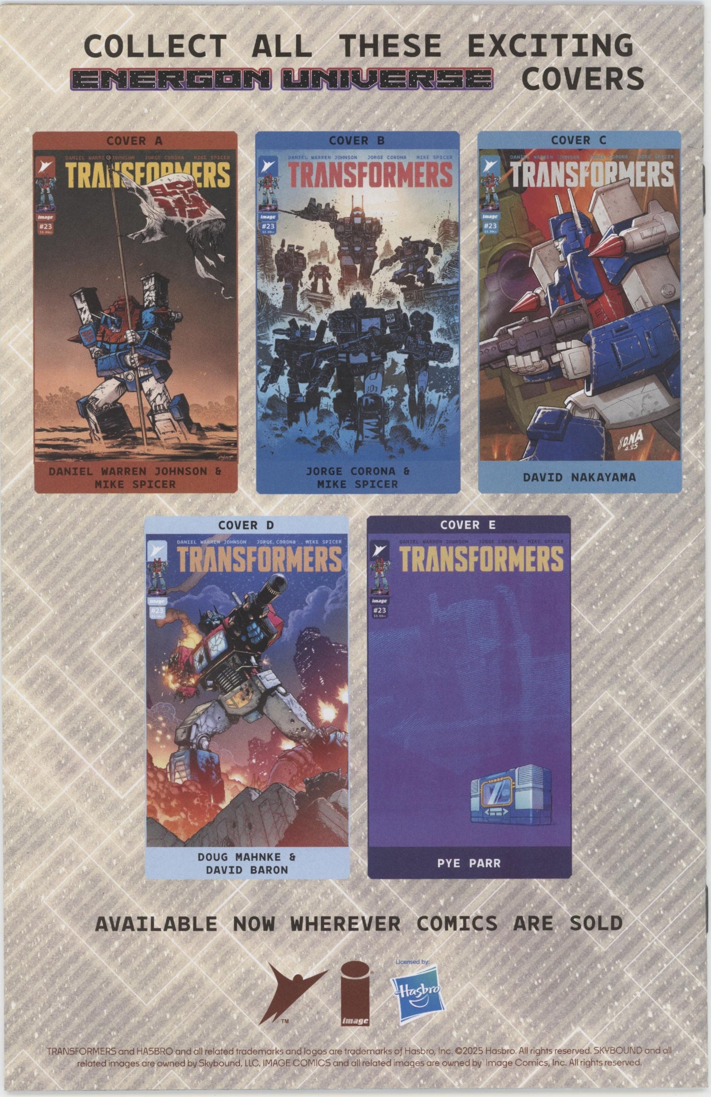 Transformers #23 Cover C 1 in 10 David Nakayama Connecting Variant