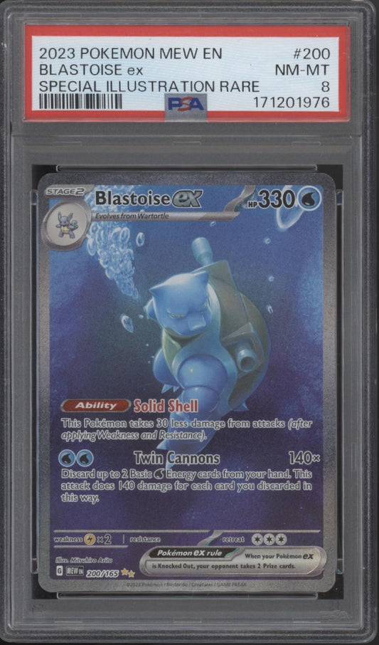 Blastoise ex Pokemon 151 Special Illustration Rare #200 PSA 8