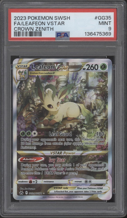 Leafeon VSTAR Pokemon Crown Zenith Full Art #GG35 PSA 9
