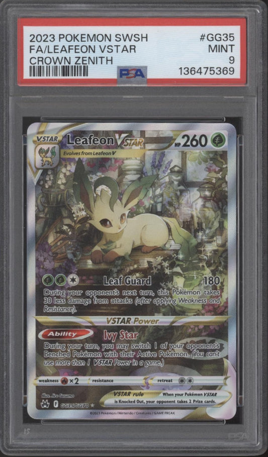 Leafeon VSTAR Pokemon Crown Zenith Full Art #GG35 PSA 9