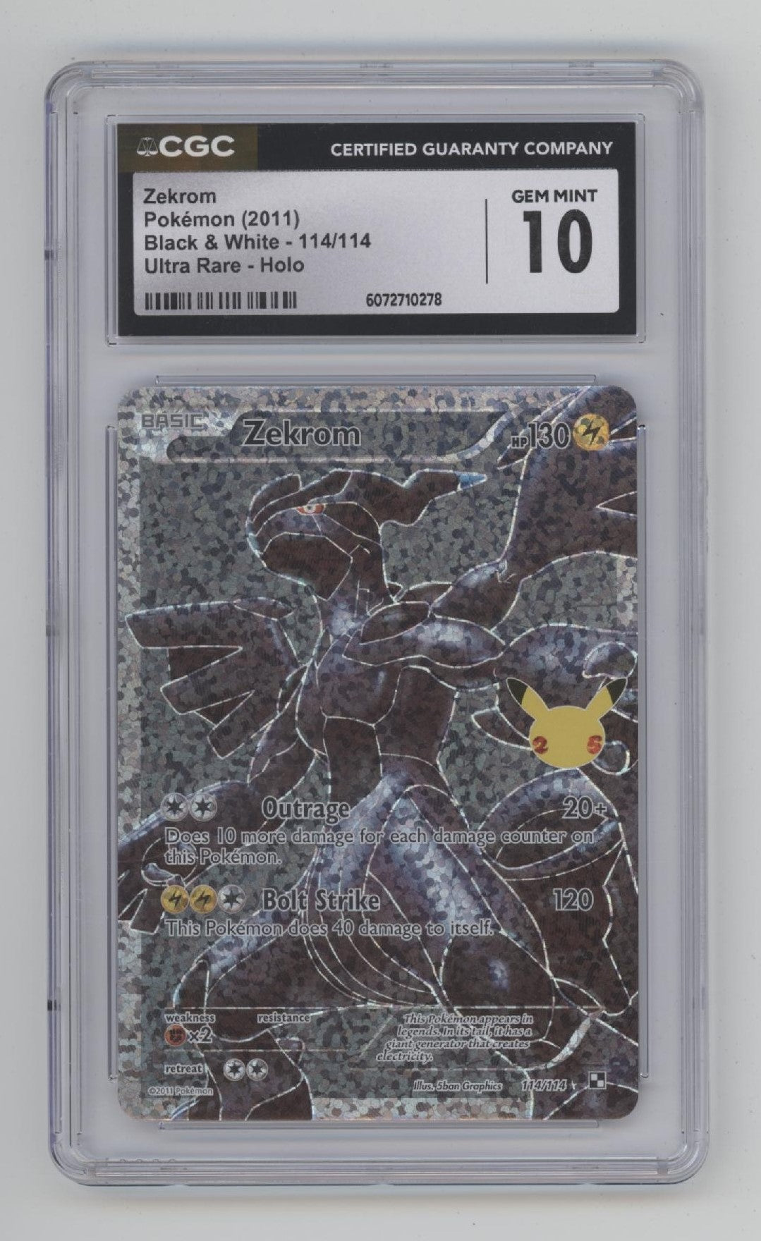 Zekrom Pokemon Celebrations Classic Collection Black & White Holo #114 CGC 10