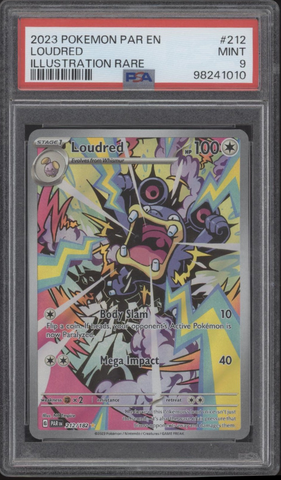 Loudred Pokemon Paradox Rift Illustration Rare #212 PSA 9