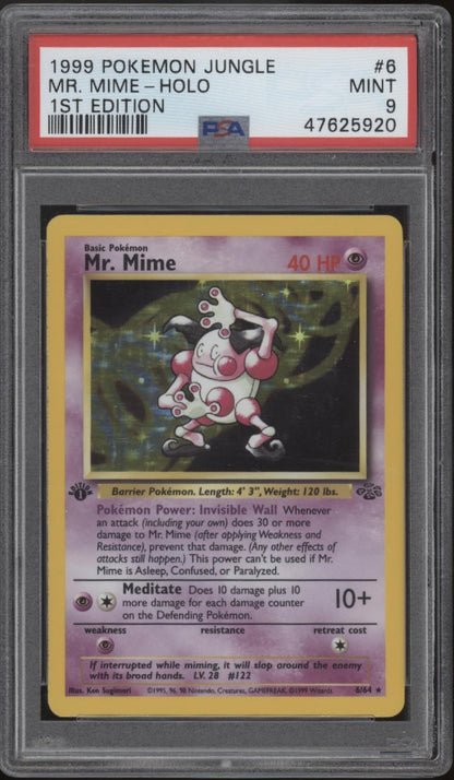 Mr. Mime Pokemon Jungle Holo 1st Edition #6 PSA 9