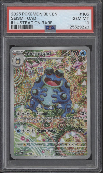 Seismitoad Pokemon Black Bolt Illustration Rare #105 PSA 10