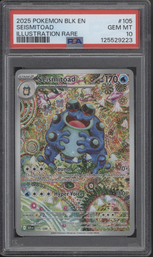 Seismitoad Pokemon Black Bolt Illustration Rare #105 PSA 10