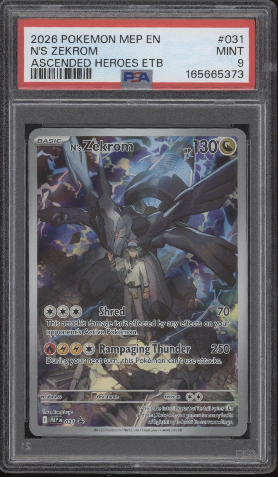 N's Zekrom Pokemon Ascended Heroes Elite Trainer Box #031 PSA 9
