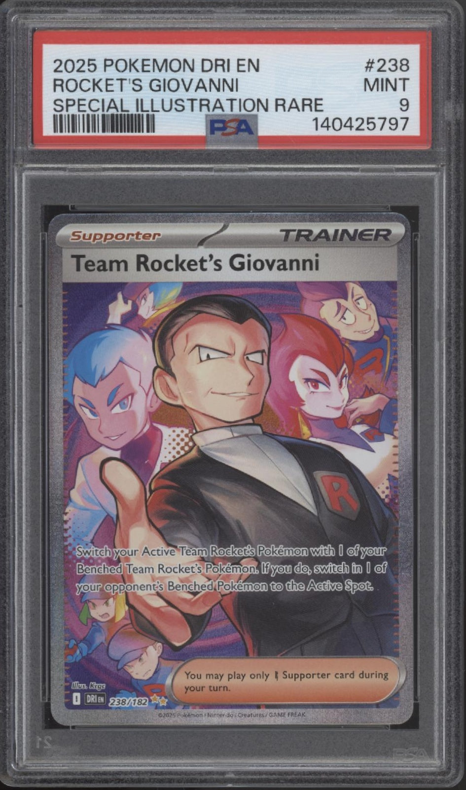 Rocket's Giovanni Pokemon Destined Rivals Special Illustration Rare #238 PSA 9