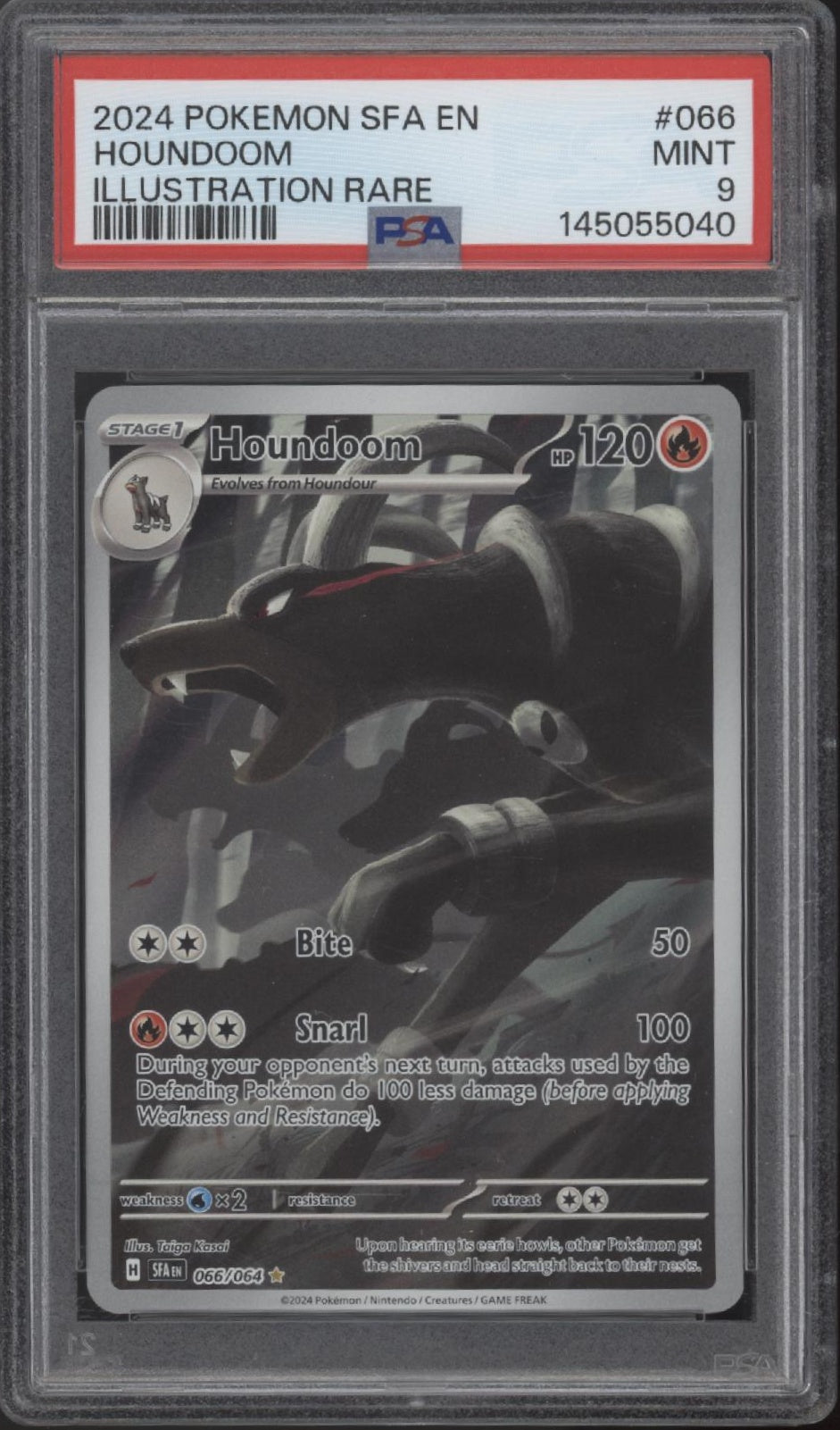 Houndoom Pokemon Shrouded Fable Illustration Rare #066 PSA 9