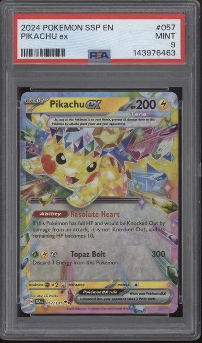 Pikachu ex Pokemon Surging Sparks #057 PSA 9