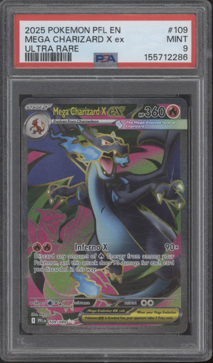 Mega Charizard X ex Pokemon Phantasmal Flames Ultra Rare #109 PSA 9
