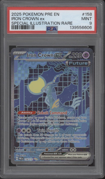 Iron Crown ex Pokemon Prismatic Evolutions Special Illustration Rare #158 PSA 9